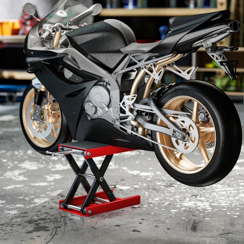 DURHAND Motorradheber 500 kg Belastbar Motorradhebebühne 100-370 mm Höhenverstellbar