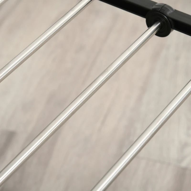 HOMCOM Uscător de rufe cu suport pliabil și roți, spațiu mare de uscare, oțel inoxidabil 138,5 x 63 x 208 cm argintiu negru