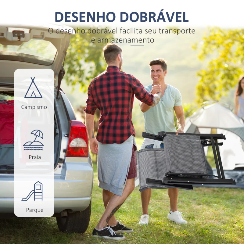 Outsunny Espreguiçadeira Dobrável de Jardim Espreguiçadeira Gravidade Zero com Encosto Ajustável em 9 Posições com Almofada 70x65x111 cm Cinzento
