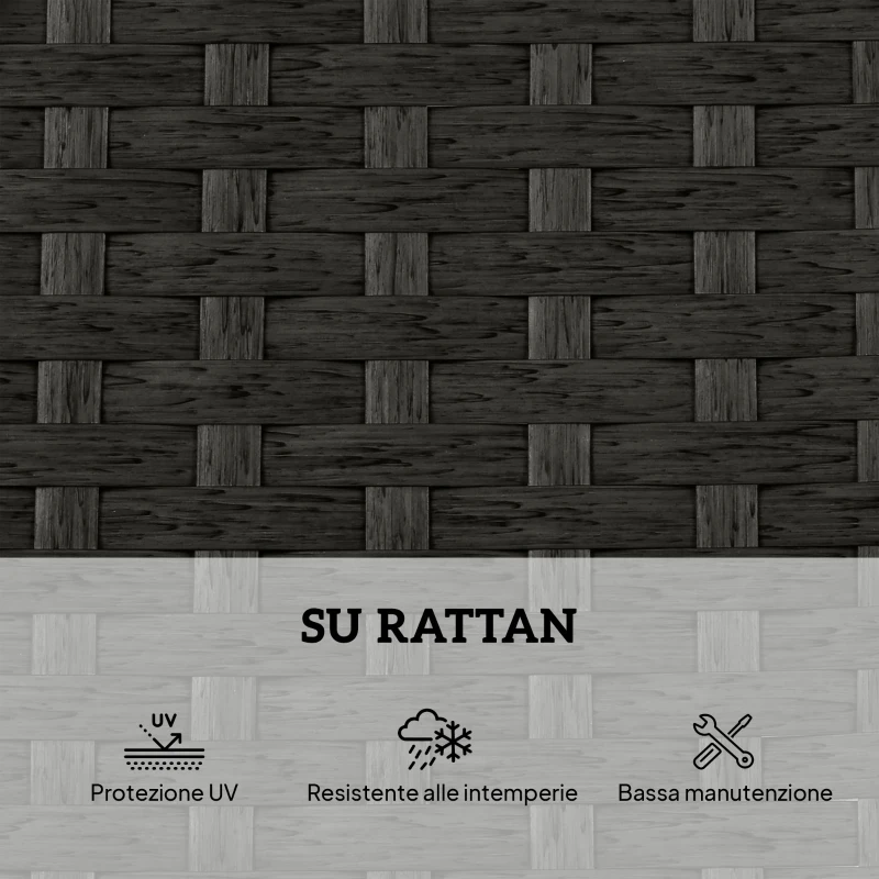 Outsunny Set 2 Sdraio da Giardino in Rattan con Tavolino Laterale e Schienale Regolabile, 184x60x22 cm, Grigio Scuro