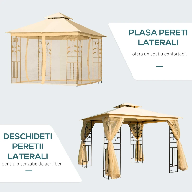 Outsunny Pavilion de Gradina de Lux, Cort pentru Gradina, 3x3 m