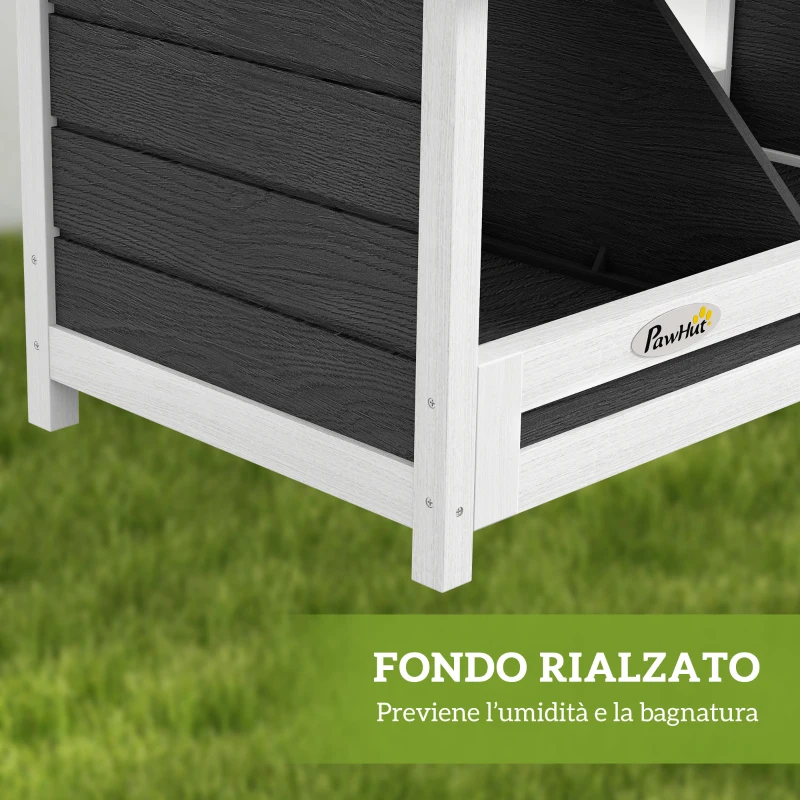PawHut Nido per Galline a 3 Aree con Base Rialzata e Tetto, in Legno e Bitume, 95x37x34 cm, Grigio