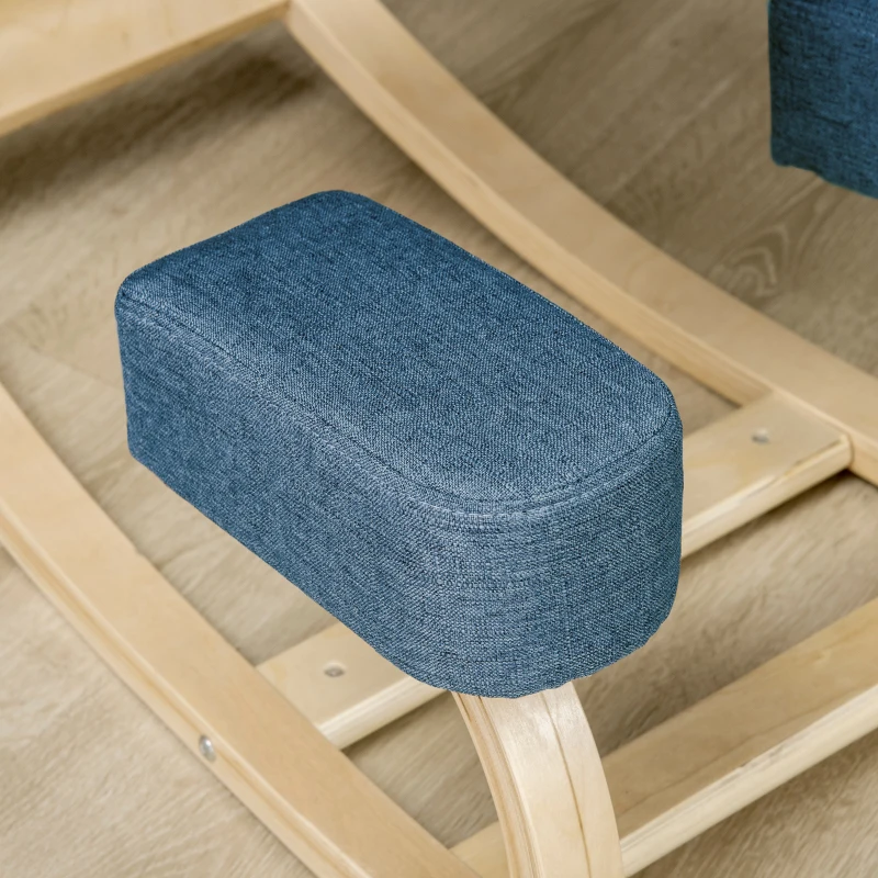 Vinsetto Kniestuhl, ergonomischer Sitzhocker, Polsterhocker für gesunde Sitzhaltung, Birkenholz, 120 kg belastbar, Blau