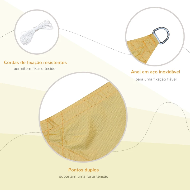 Outsunny Vela de Sombra Retangular 4x6 m Toldo Vela de Poliéster com Proteção UV Aneis em Forma de D e Cordas para Jardim Pátio Piscina Areia