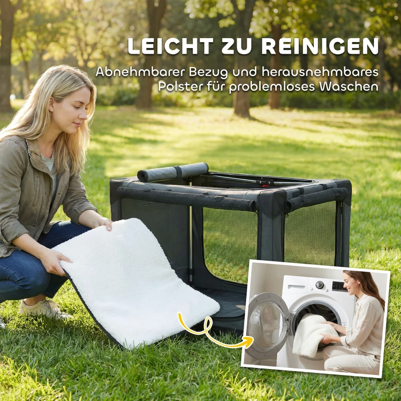 PawHut Hundebox faltbar Hundetransportbox mit Kissen abnehmbar waschbar Bezug aus Oxford-Gewebe für Hunde bis 20kg Armeegrün