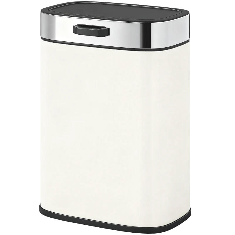 HOMCOM Cubo de basura 5 L, colocable independiente o colgado, acero inoxidable, blanco crema