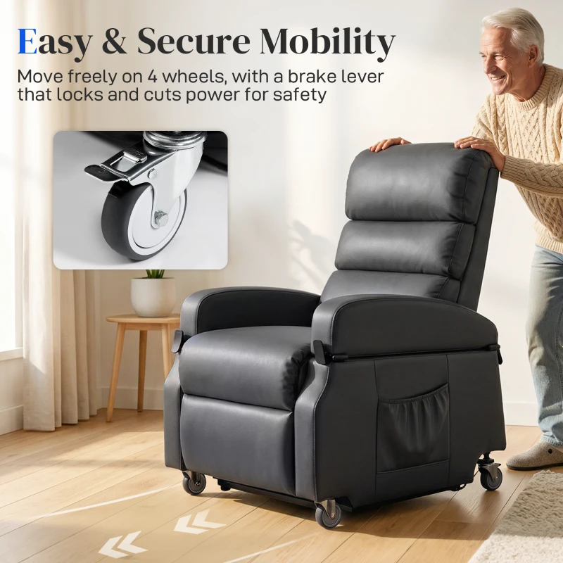 HOMCOM Poltrona Elettrica Alzapersona Reclinabile con Telecomando e Poggiapiedi, 78x98x110 cm, Grigio Scuro