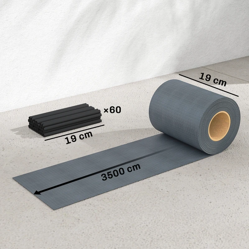 Outsunny Set 4 Pezzi Frangivista da Giardino Anti UV Impermeabile con Fermagli, in PP, 3500x19 cm, Grigio