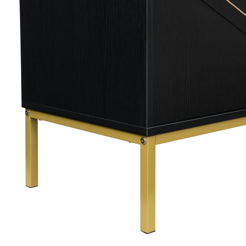 Credenza moderna con 4 ante e ripiani regolabili in altezza, in MDF, 160x40x80,5 cm, Nero