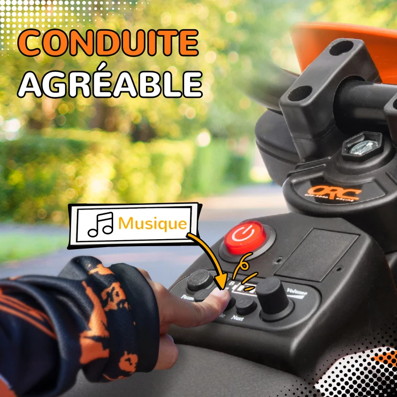 AIYAPLAY Moto électrique pour enfant moto cross pour enfants de 3 à 6 ans 2 moteurs 12V vitesse max. 5 km/h 107x56x70cm orange