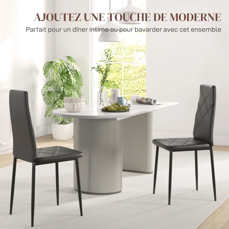 HOMCOM Lot de 2 chaises de salle à manger avec dossier haut, revêtement synthétique et pieds en acier, noir