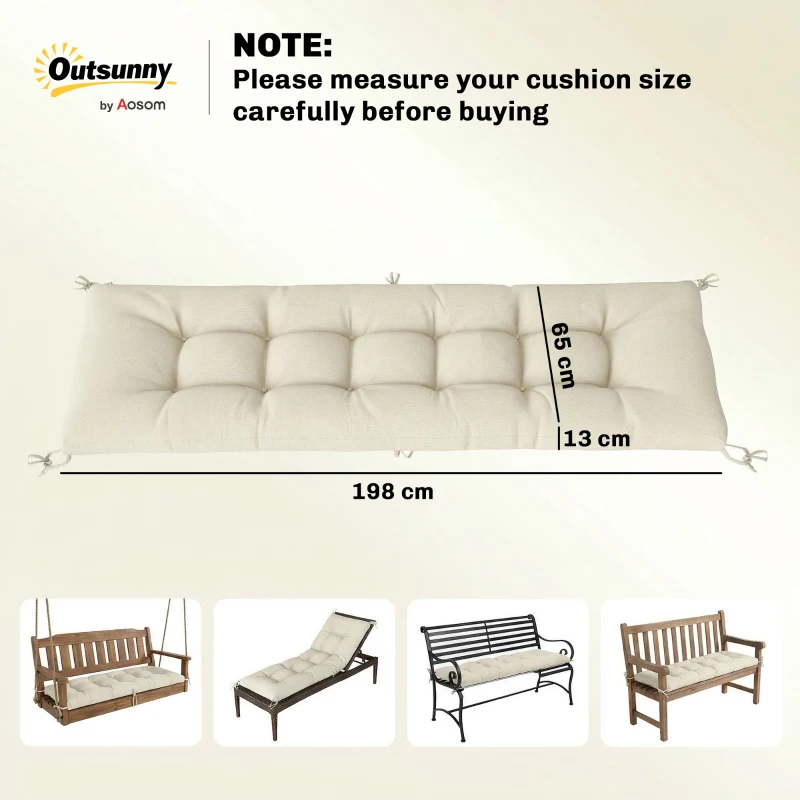 Outsunny Cuscino per pallet sfoderabile con cinghie, 198x65x13 cm, Beige