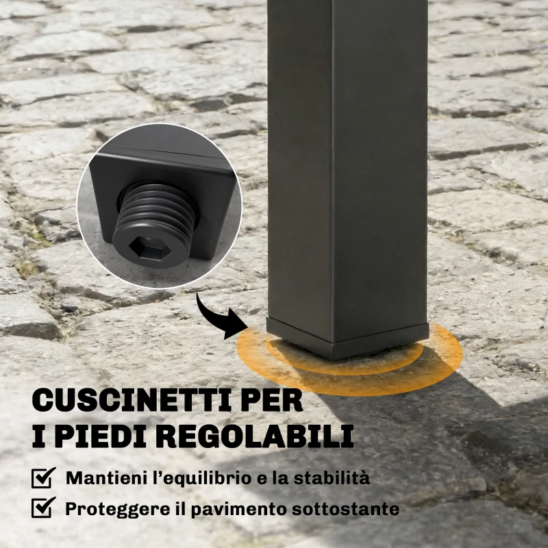 Outsunny Tavolo da Giardino a Doghe Allungabile per 4-6 Persone, in Alluminio, 80-160x80x75 cm, Nero