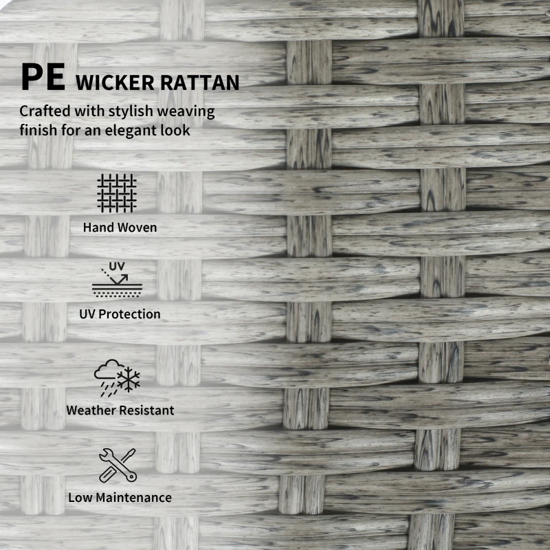 Outsunny 6 Piece Rattan Garden Furniture Set, Nesting Patio Conversation Set with Loveseat, Chairs, Table, Footstools, Dark Grey