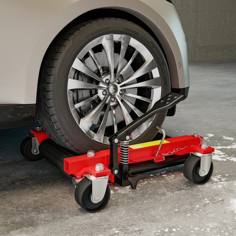 HOMCOM Pack de 2 carros de manutención para coche capacidad 680kg carro de desplazamiento ancho neumático 22,8cm 56x54x19,5cm, negro