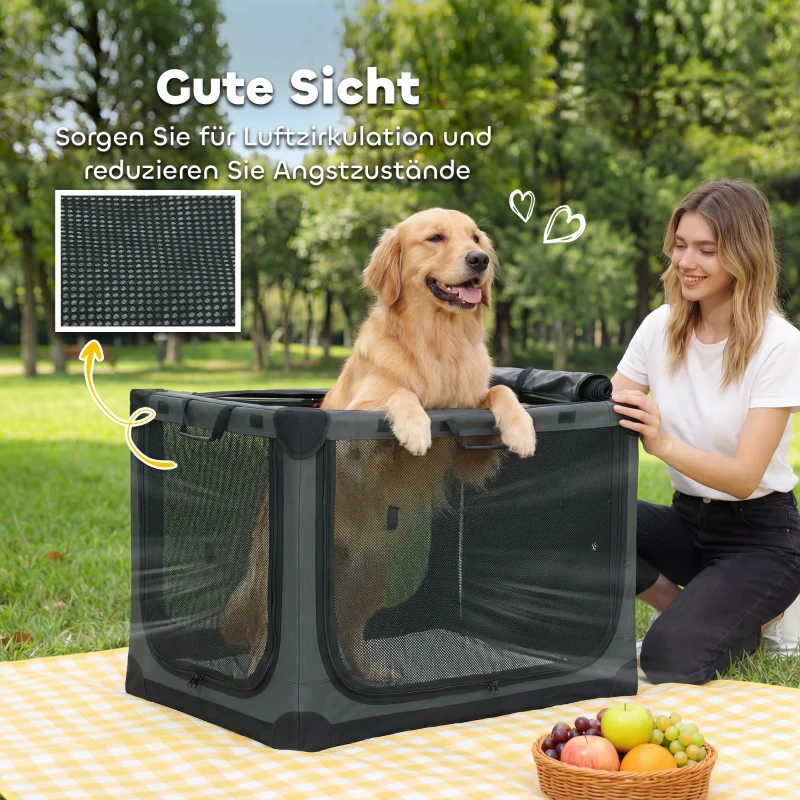 PawHut Hundebox faltbar Hundetransportbox mit Kissen abnehmbar waschbar Bezug aus Oxford-Gewebe für Hunde bis 30kg Armeegrün
