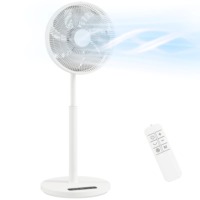 HOMCOM Ventilatore a piantana 39 cm con 12 velocità e timer 9 h, Bianco