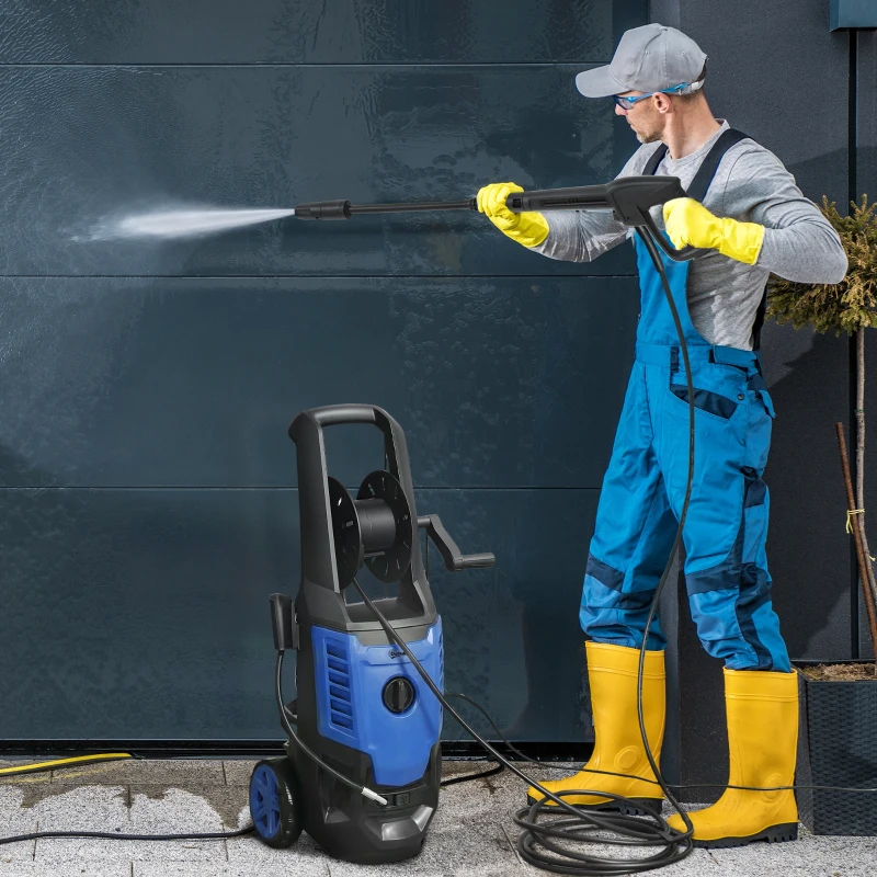 Outsunny 2200W High Pressure Washer, 170 Bar Pressure Washer with Adjustable Nozzle and 6M Hose, 32W x 32D x 80H cm Blue