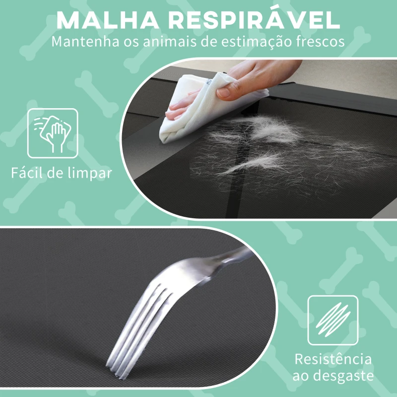 PawHut Cama Elevada para Cães com Toldo Estrutura de Aço e Bolsa de Transporte para Interior e Exterior 106x76x94 cm Cinzento Claro