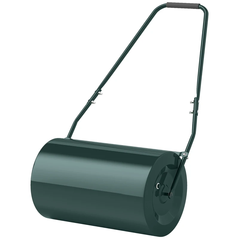Outsunny Rulo para césped de 63L de capacidad con lámina raspadora, de metal, 123x58x40 cm, Verde oscuro