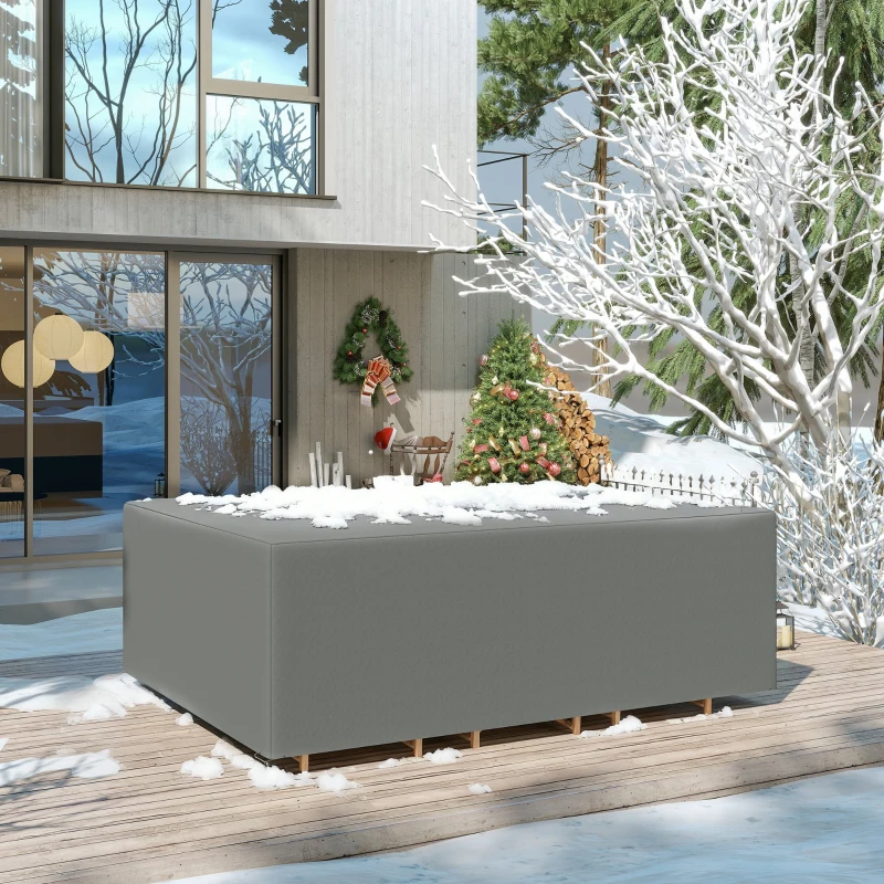 Outsunny Housse de meubles de jardin, housse salon de jardin imperméables coupe-vent et anti-UV, 275 x 205 x 90 cm, gris