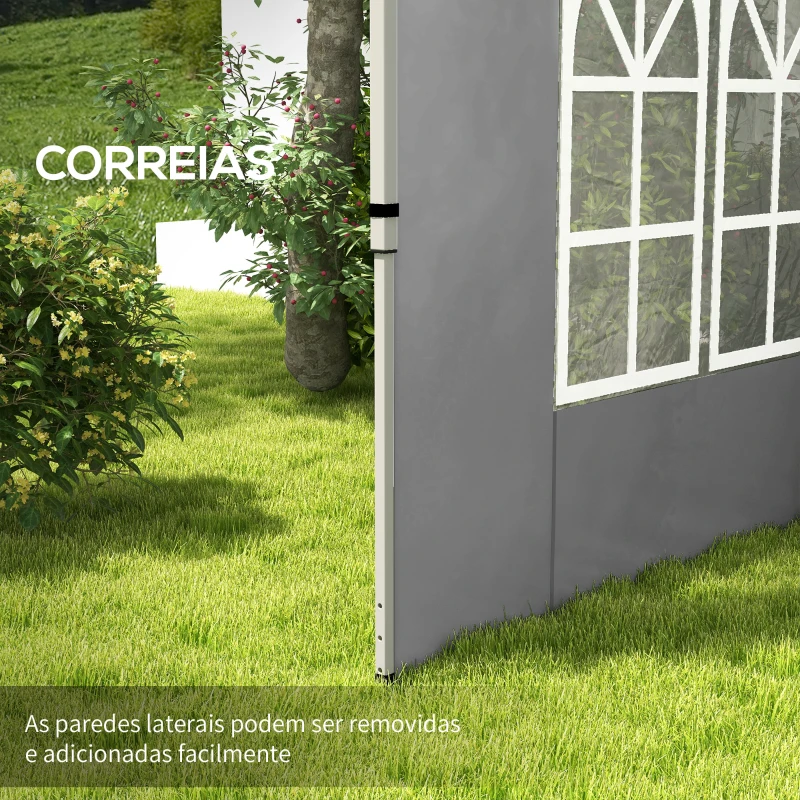Outsunny 2 Paredes Laterais para Tenda de 3x3 / 3x4 m 295x195 cm Parede de Substituição de Tecido Oxford para Tendas Dobráveis Cinzento Claro