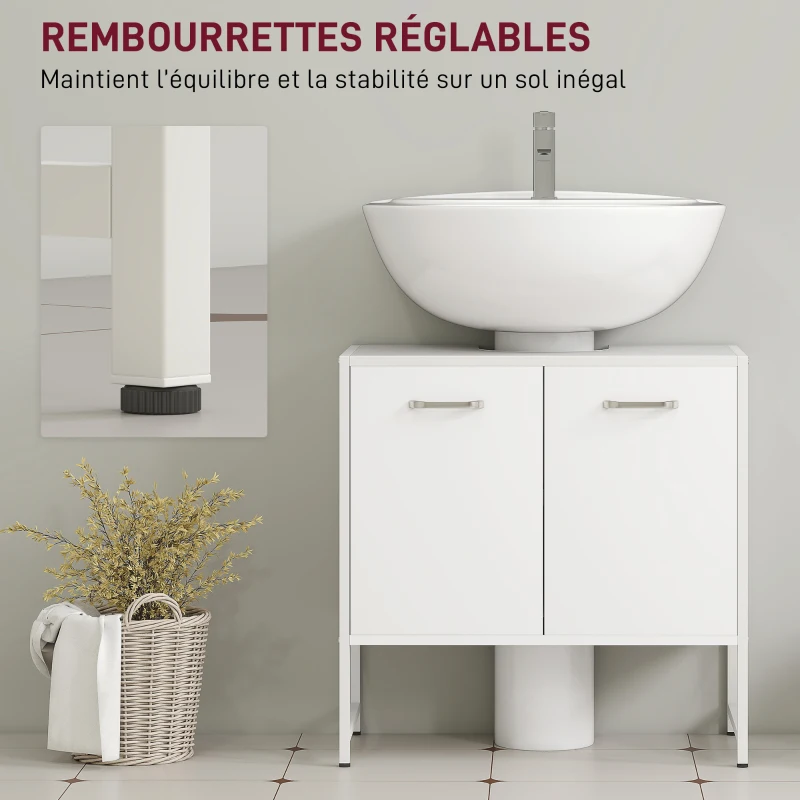 HOMCOM Mobile sotto lavabo con 2 ante soft close e ripiano regolabile, Bianco
