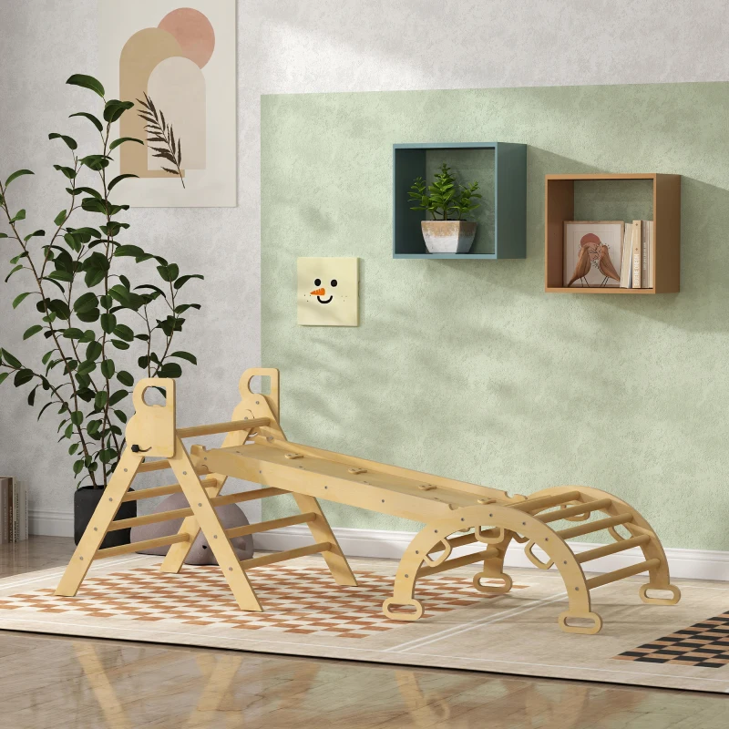 AIYAPLAY 5 en 1 Triangle arche d'escalade enfants avec triangle d'escalade, rampe d'escalade réversible, bascule