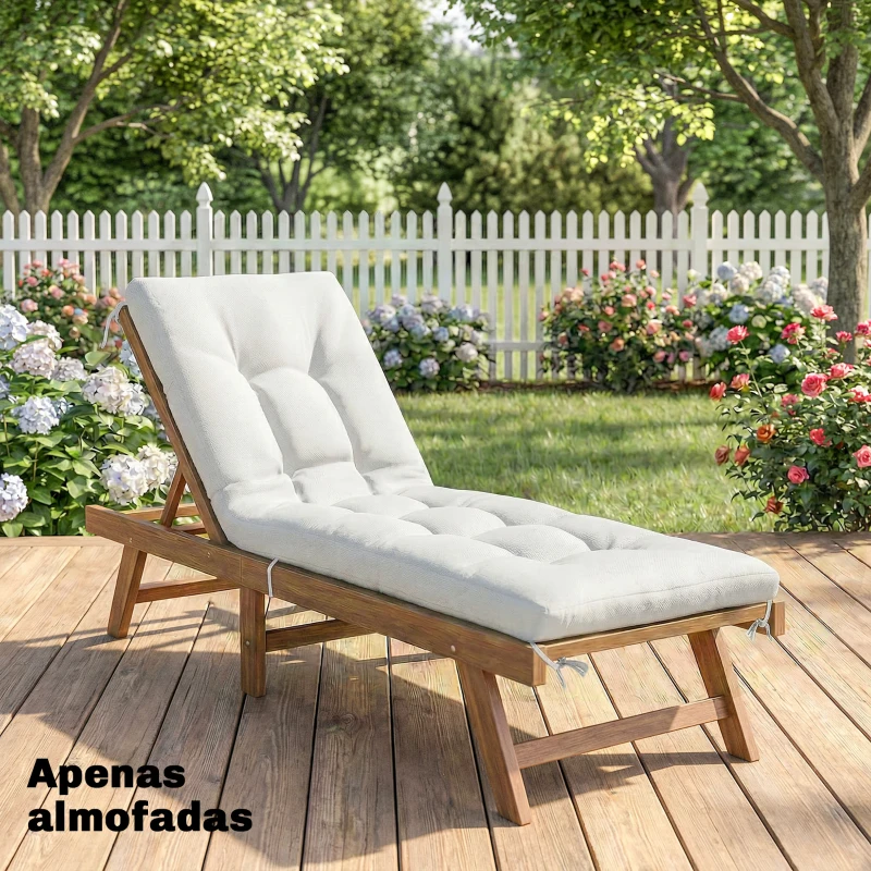 Outsunny Almofada para Banco Exterior com Tiras de Fixação Proteção UV50+ Recuperação Lenta Interior Exterior 198x65x13 cm Creme