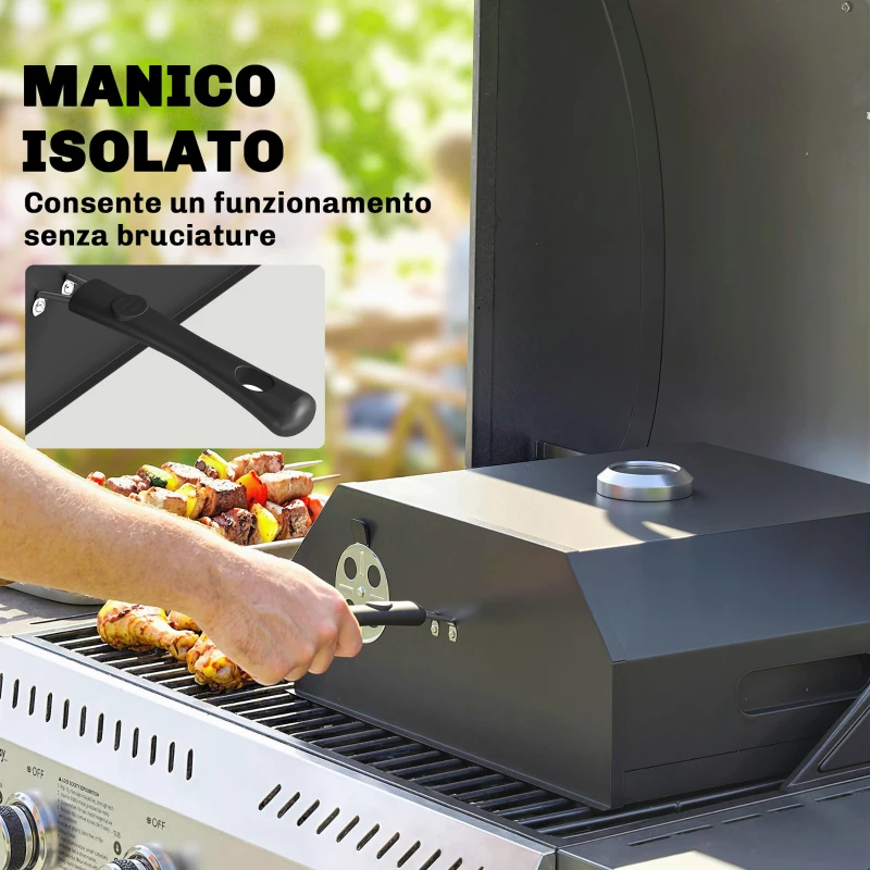 Outsunny Forno per Pizza a Legna Portatile con Pietra in Cordierite e Termometro, in Metallo, 53x40x18.5 cm, Nero