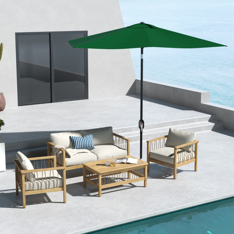 Outsunny Ombrellone da Giardino Rettangolare 2x3 m Inclinabile con Apertura a Manovella, Verde