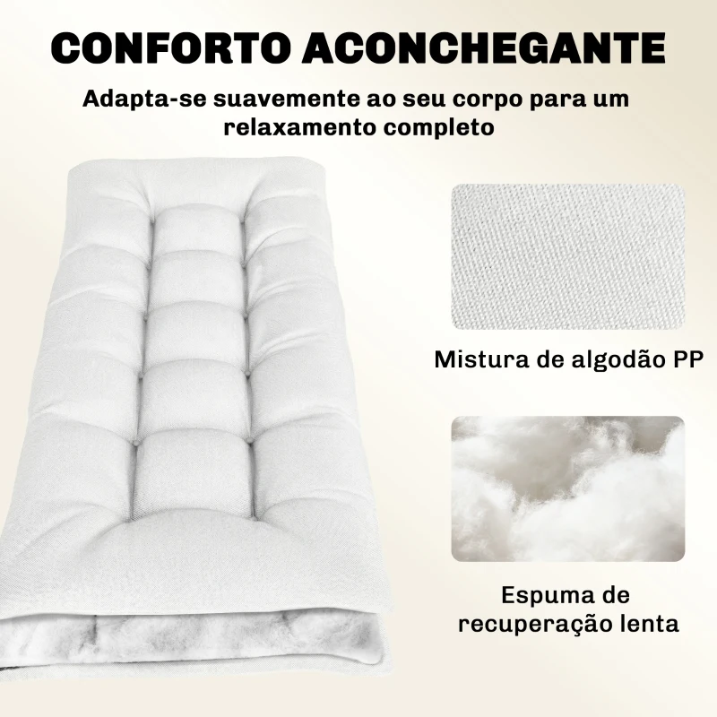 Outsunny Almofada para Banco Exterior com Tiras de Fixação Proteção UV50+ Recuperação Lenta Interior Exterior 198x65x13 cm Creme