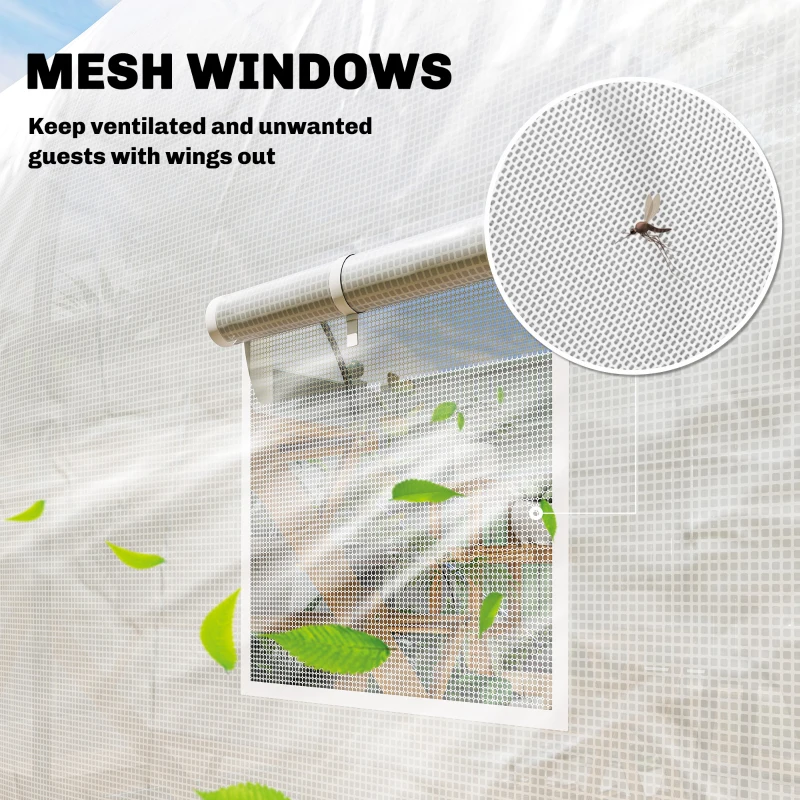 Outsunny 3.5 x 2 x 2 m Large Galvanised Steel Frame Outdoor Poly Tunnel Garden Walk-In Patio Greenhouse - White