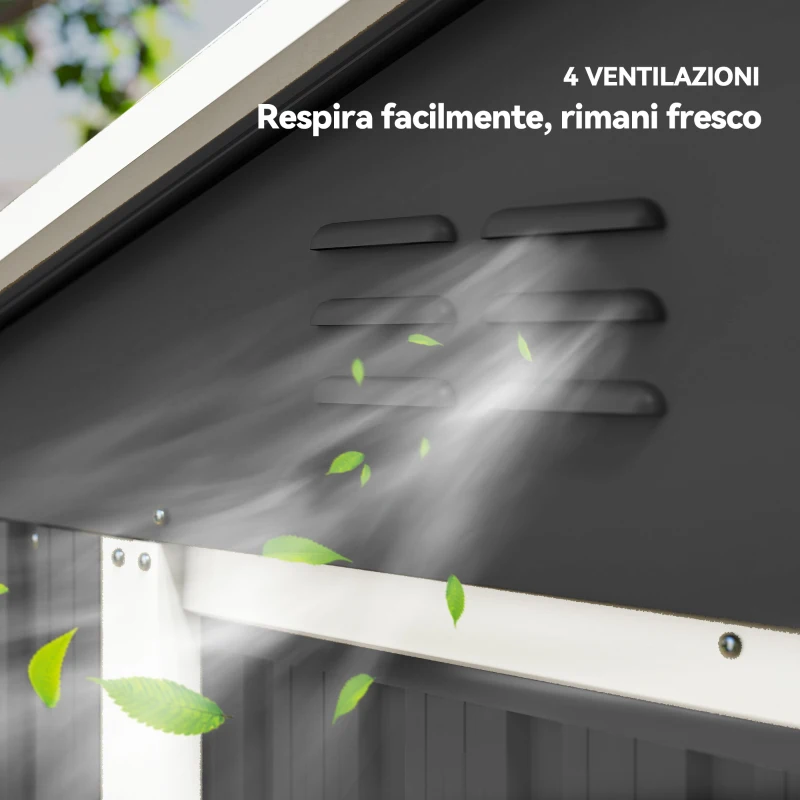 Outsunny Casetta da Giardino Capanno Porta Attrezzi Acciaio 194x107x191 cm, Grigio