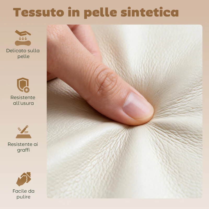 HOMCOM Set 2 Sgabelli da Bar Regolabili con Poggiapiedi, in Pelle PU e Acciaio, 39.5x44x88-110 cm, Crema