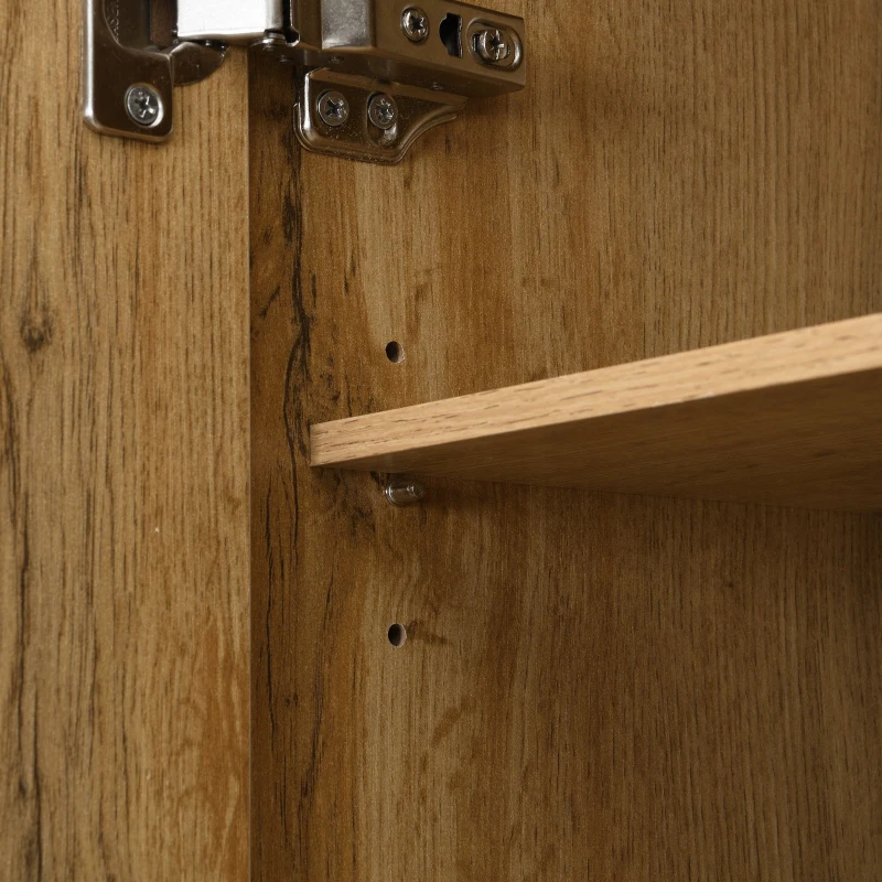 Ensemble vestiaire avec 5 crochets, miroir, meuble à chaussures et placard encastré, 98,5x38x191 cm, Couleur naturelle