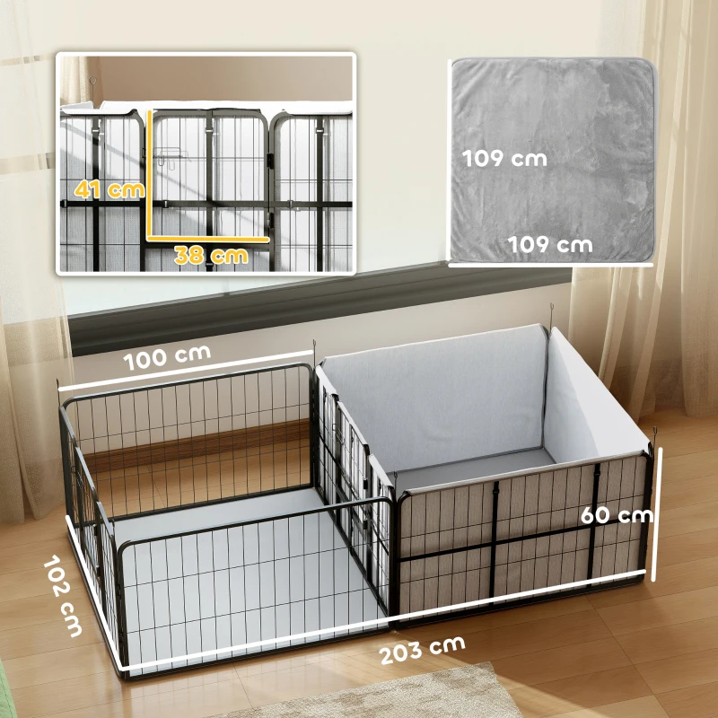 PawHut Seven-Panel Dog Whelping Box, Dog Playpen with Washable Whelping Pads, Wind-Resistant Fabric, for Small and Medium Dogs