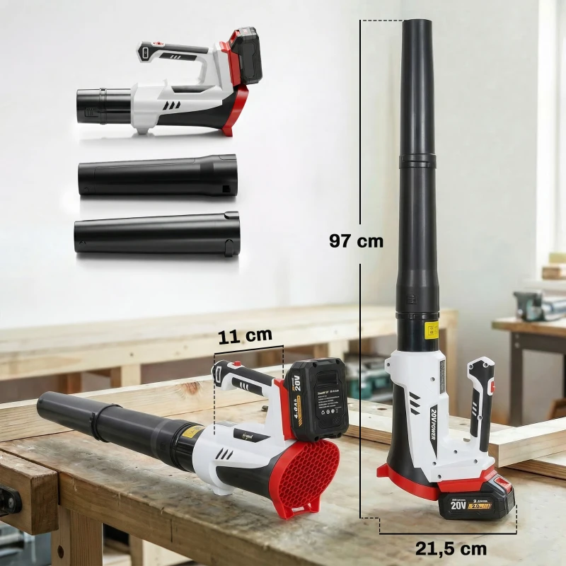 Outsunny Soplador Aspirador Triturador de Hojas 250 W con Batería 4000mAh y Cargador, 6 Velocidades, 149 km/h, Blanco