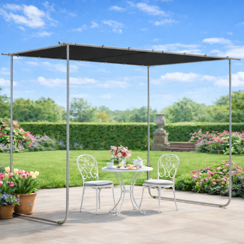 Outsunny 3 x 3(m) Mobile Pergola Kit, Portable Garden Gazebo with Wheels, Sandbags, Steel Frame, UV-Resistant