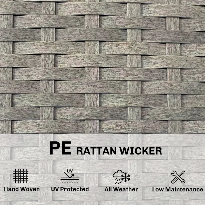 Outsunny Rattan Sun Lounger, Garden Recliner with 5 Position Adjustable Back, S Shaped Texteline Seat, Headrest, Cream White