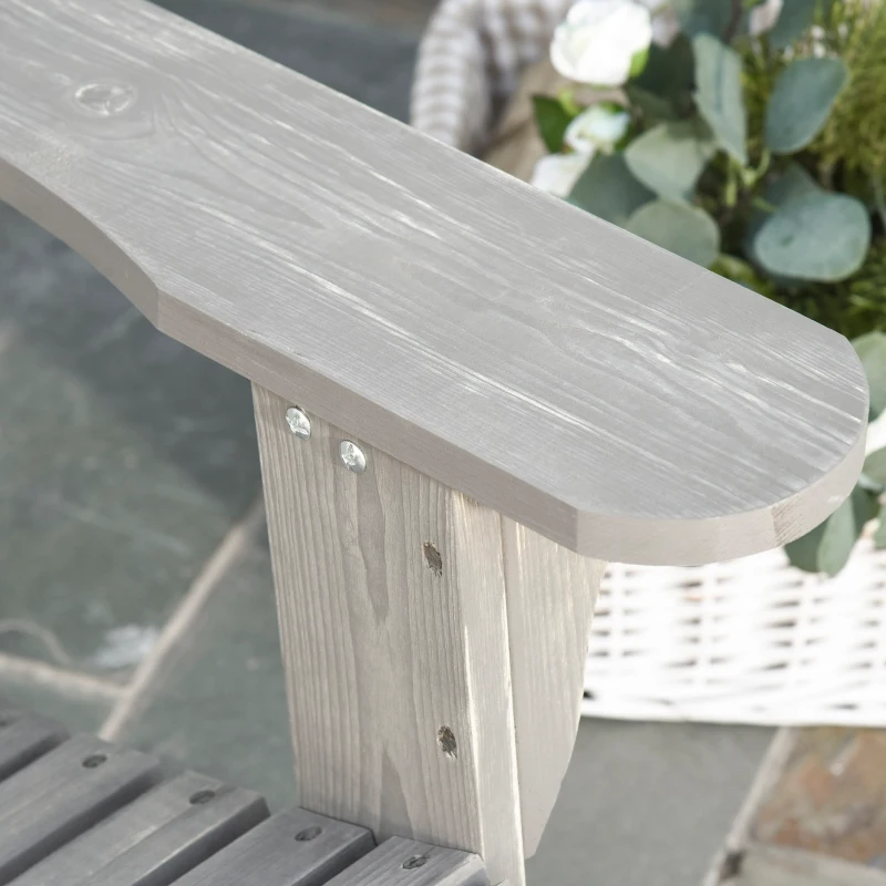 Outsunny Cadeira Adirondack de Madeira Cadeira Adirondack de Jardim com Assento Extra Largo 78x89x88 cm Cinza