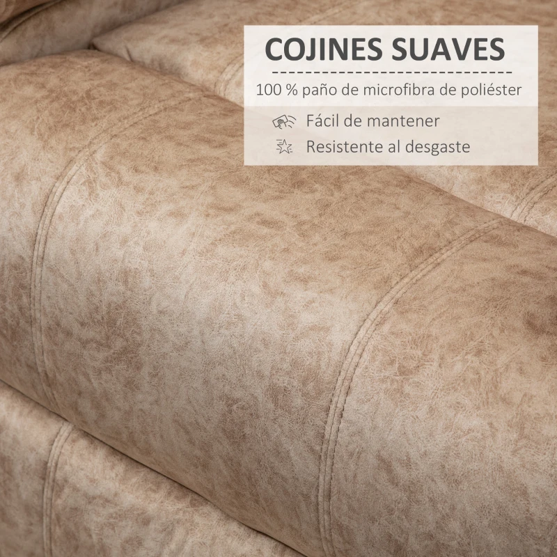 HOMCOM Poltrona Relax Reclinável com Apoio para os Pés Retrátil Encosto Alto Bolso Lateral Acolchoado Grosso 88x91x108 cm Bege
