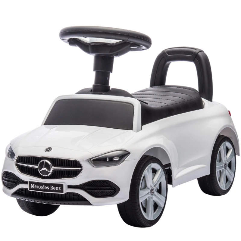 AIYAPLAY Coche para Niños Licencia Mercedes Benz con Claxon y Compartimento, 65x28x39 cm, Blanco