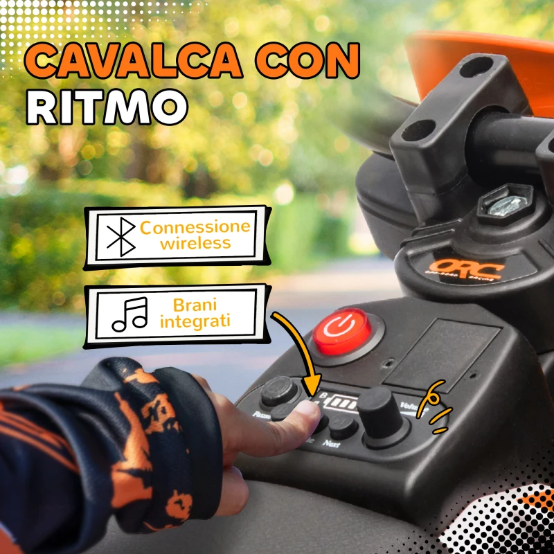 AIYAPLAY Moto Elettrica per Bambini con Rotelle Rimovibili, Sospensioni, Suoni e Indicatore di Carica, Arancione
