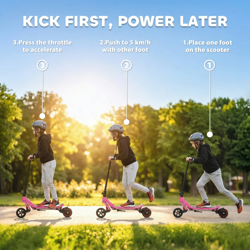 SPORTNOW Electric Scooter for Kids, Foldable E Scooter for Age Age 6+ with LED Display, RGB lights, Up to 16km/h, Pink