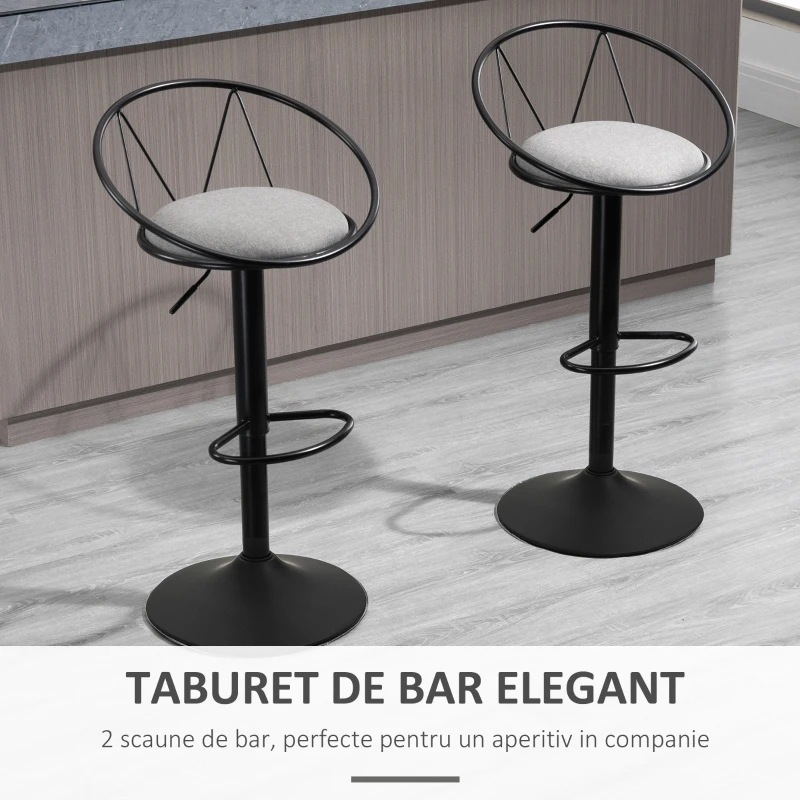 Homcom Set 2 Scaune de Bar – Pivotante, Maro, Reglabile 78–100 cm