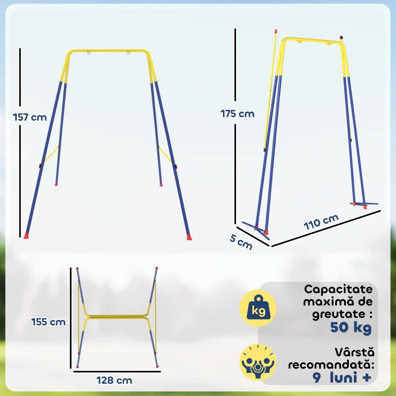 AIYAPLAY Cadru pentru Leagăn de Grădină din Oțel, Anti-UV, Gri