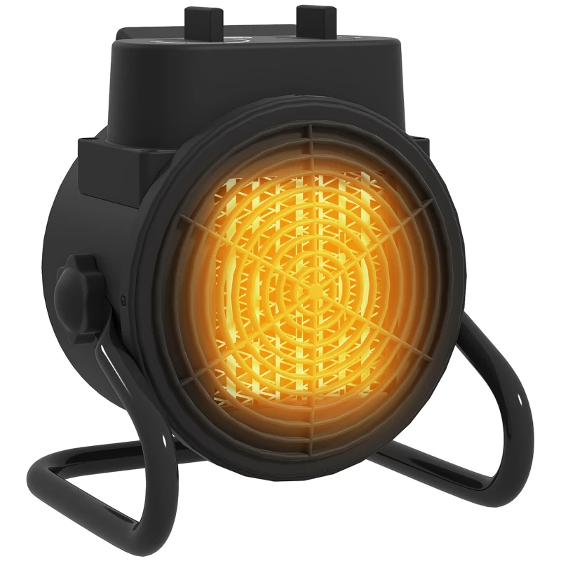 HOMCOM Calefactor cerámico PTC, radiador eléctrico soplante 2000 W, termostato ajustable, 21,5 x 15,8 x 22 cm, negro