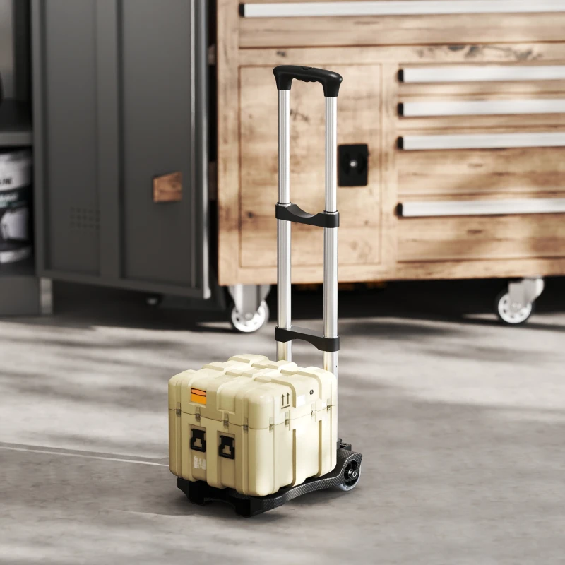 HOMCOM Carrito Portapaquetes Plegable de 40 kg con 2 Correas, Mango Telescópico, Aluminio y Plástico, Negro