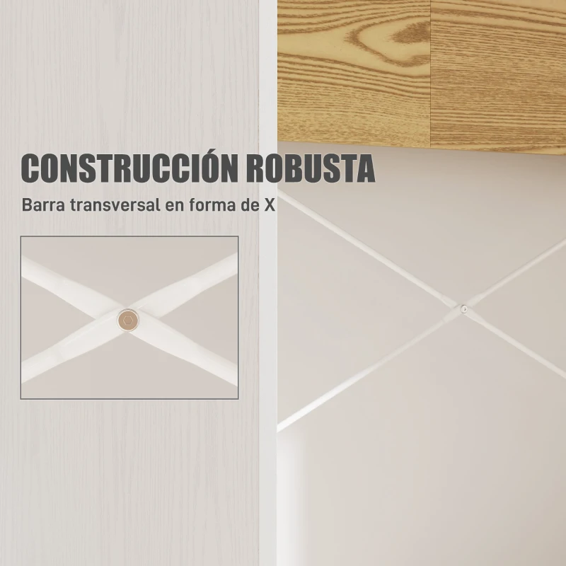 HOMCOM Escritorio 110x50x102,6 cm Mesa de Escritorio con 2 Compartimentos Abiertos y Estante Blanco y Madera Natural
